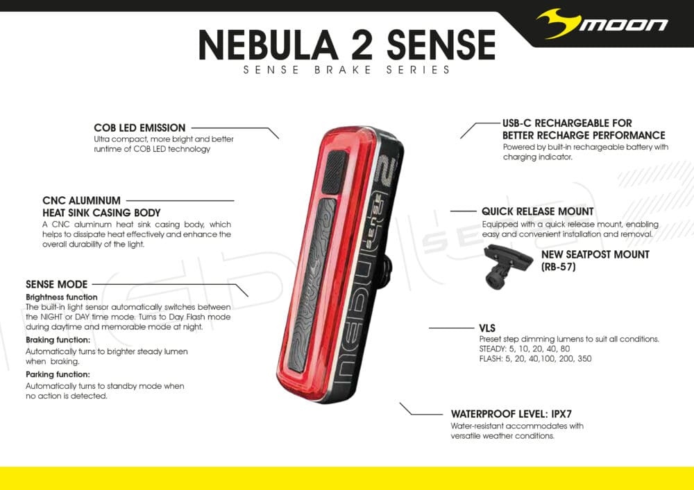 MOON MOON NEBULA-2 SENSE 350LM TAIL LIGHT