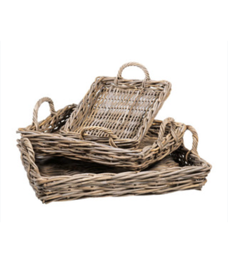 Mona Rectangular Rattan Tray, set of 3