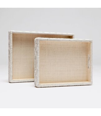 White Rope Raffia Trays, Set of 2