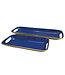 Navy & Brass Rectangular Enamel Trays, Set of 2