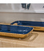 Navy & Brass Rectangular Enamel Trays, Set of 2