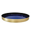 Navy & Brass Round Enamel Tray