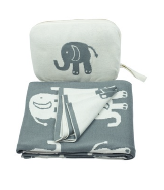 Grey Elephant Love Baby Blanket Set