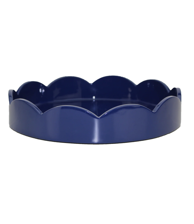 Navy Blue Small Scallop Round Tray