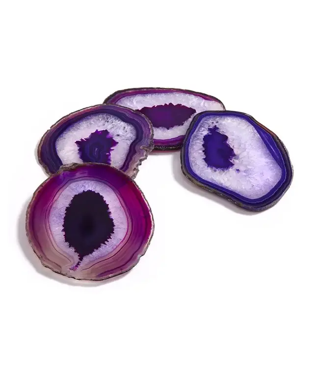 Gemstone Agate Coasters - Eggplant