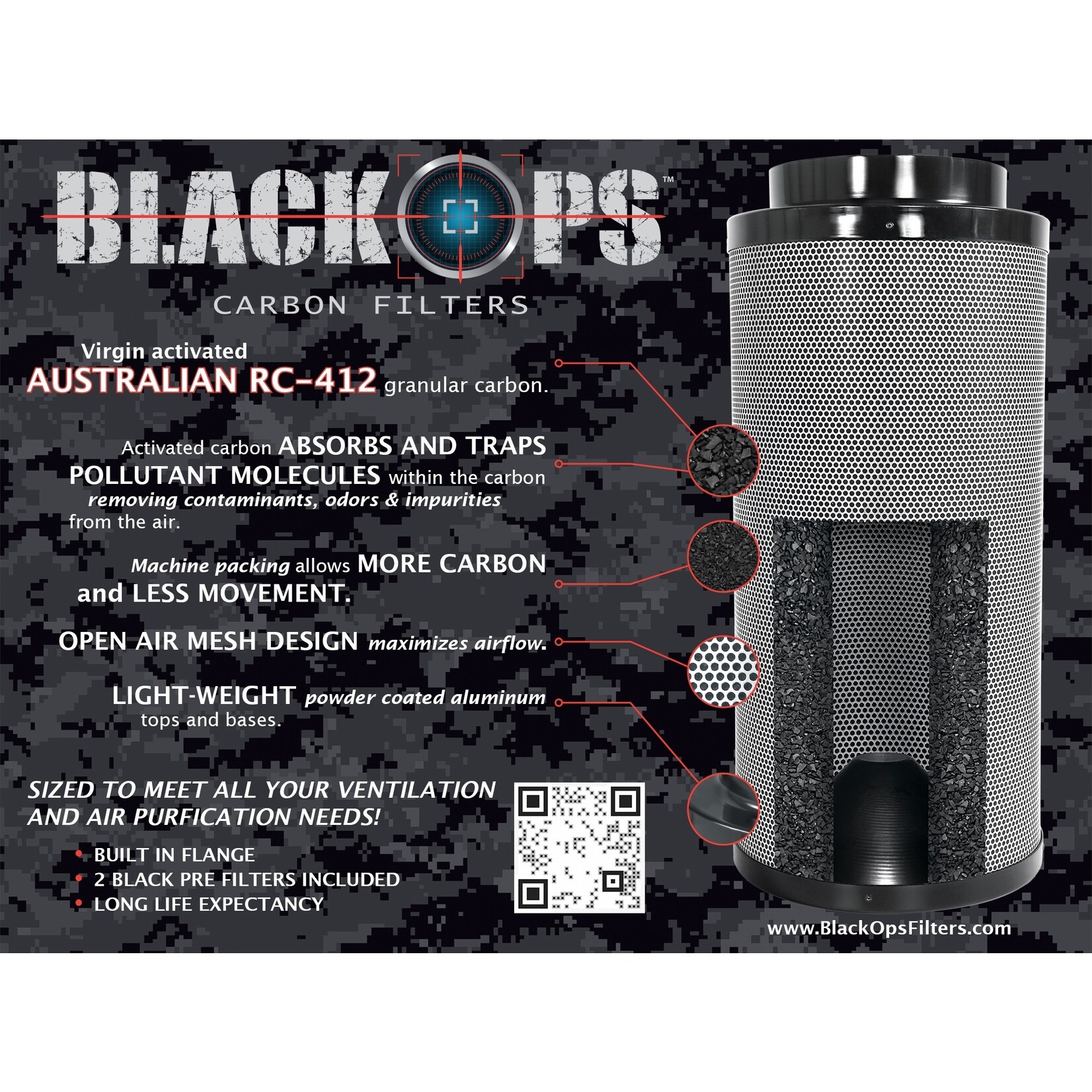 Black Ops Black Ops Carbon Filter 12"x39" 1700 CFM