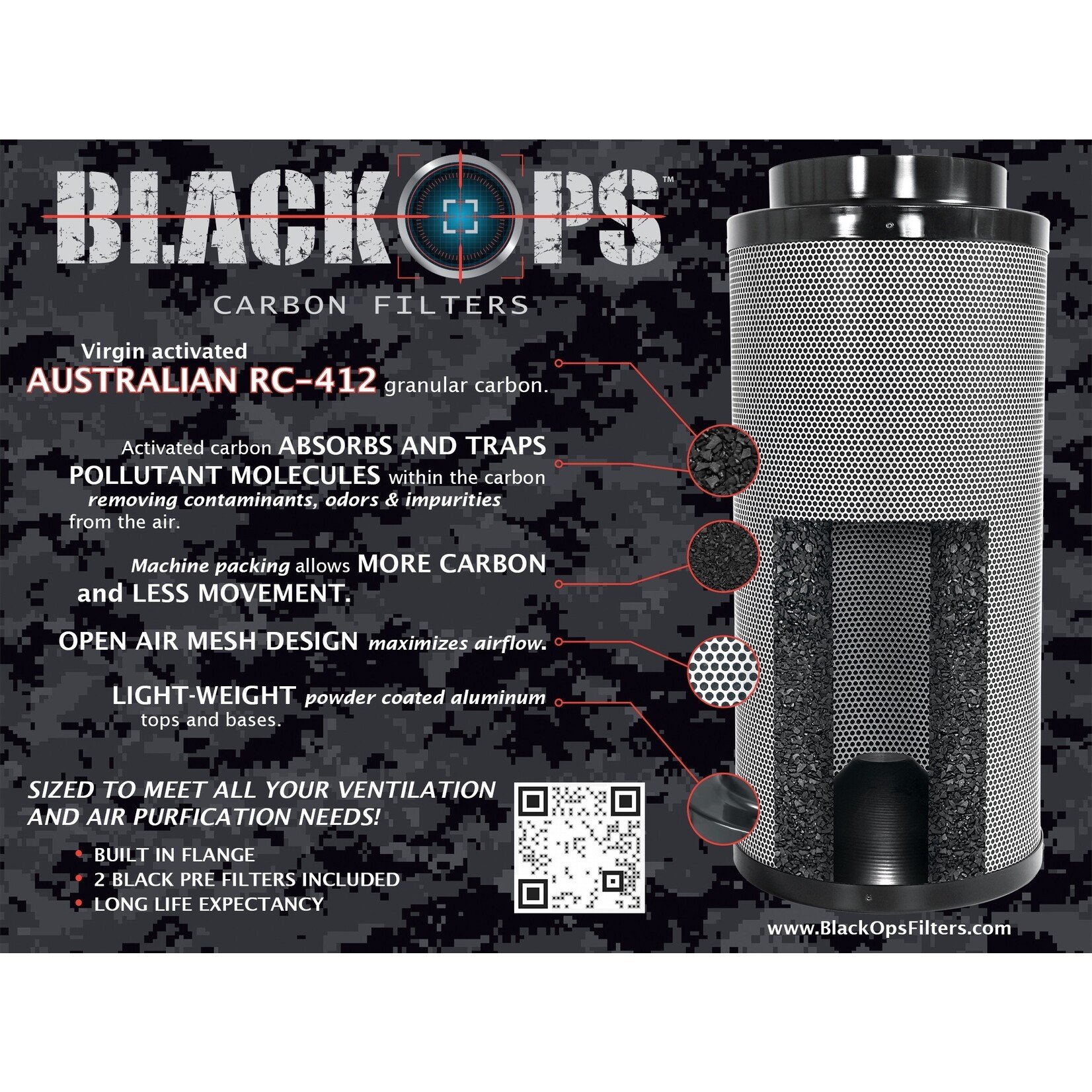 Black Ops Black Ops Carbon Filter 14"x48" 2500 CFM