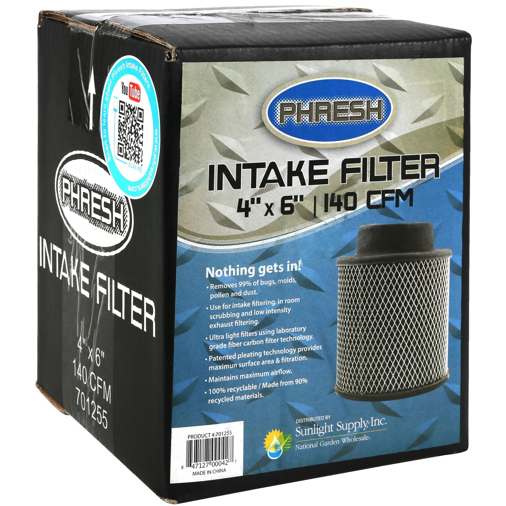 Phresh Phresh Carbon Filter 4"x6" 140CFM