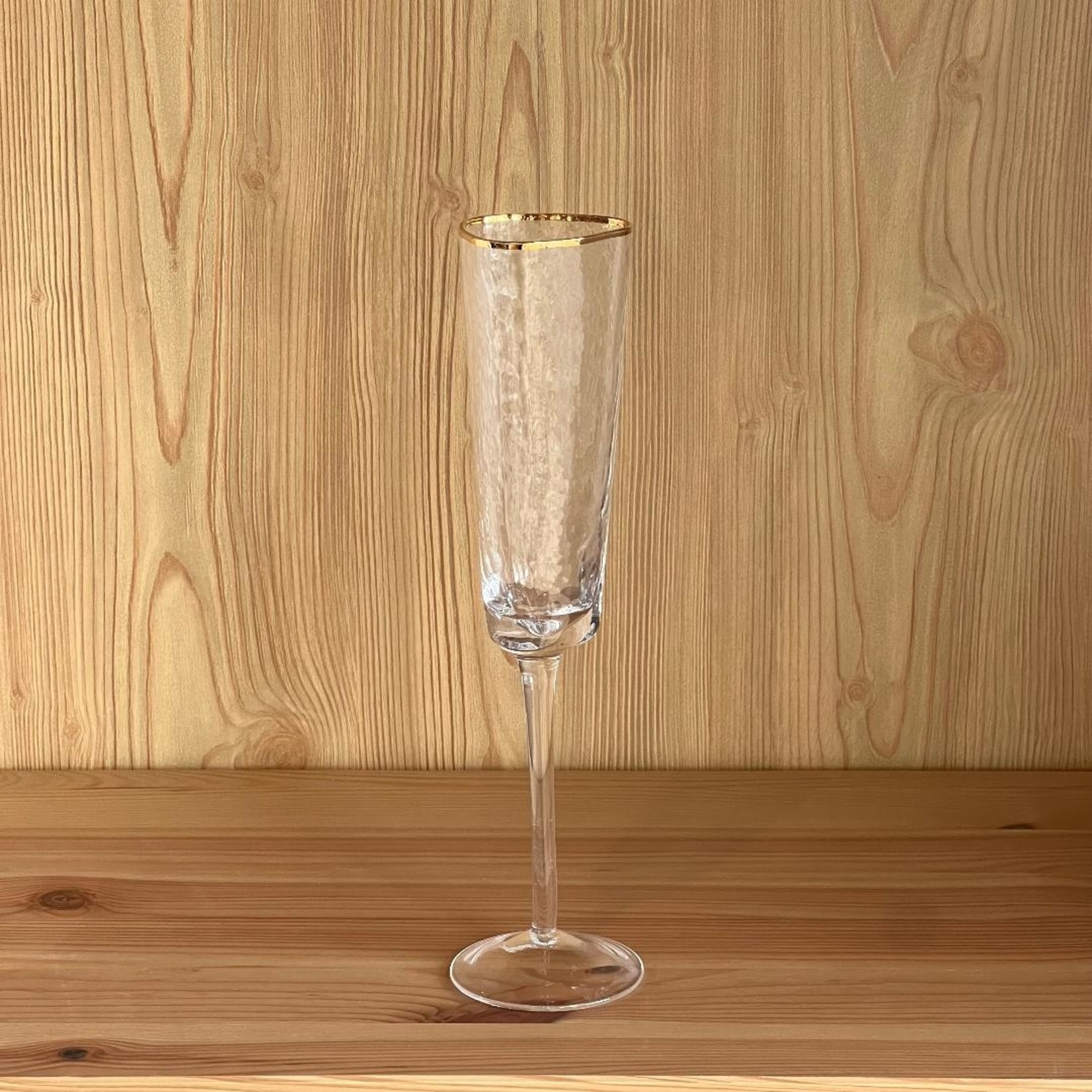 Aperitivo Triangular Glass w/ Gold Rim Champagne Flute