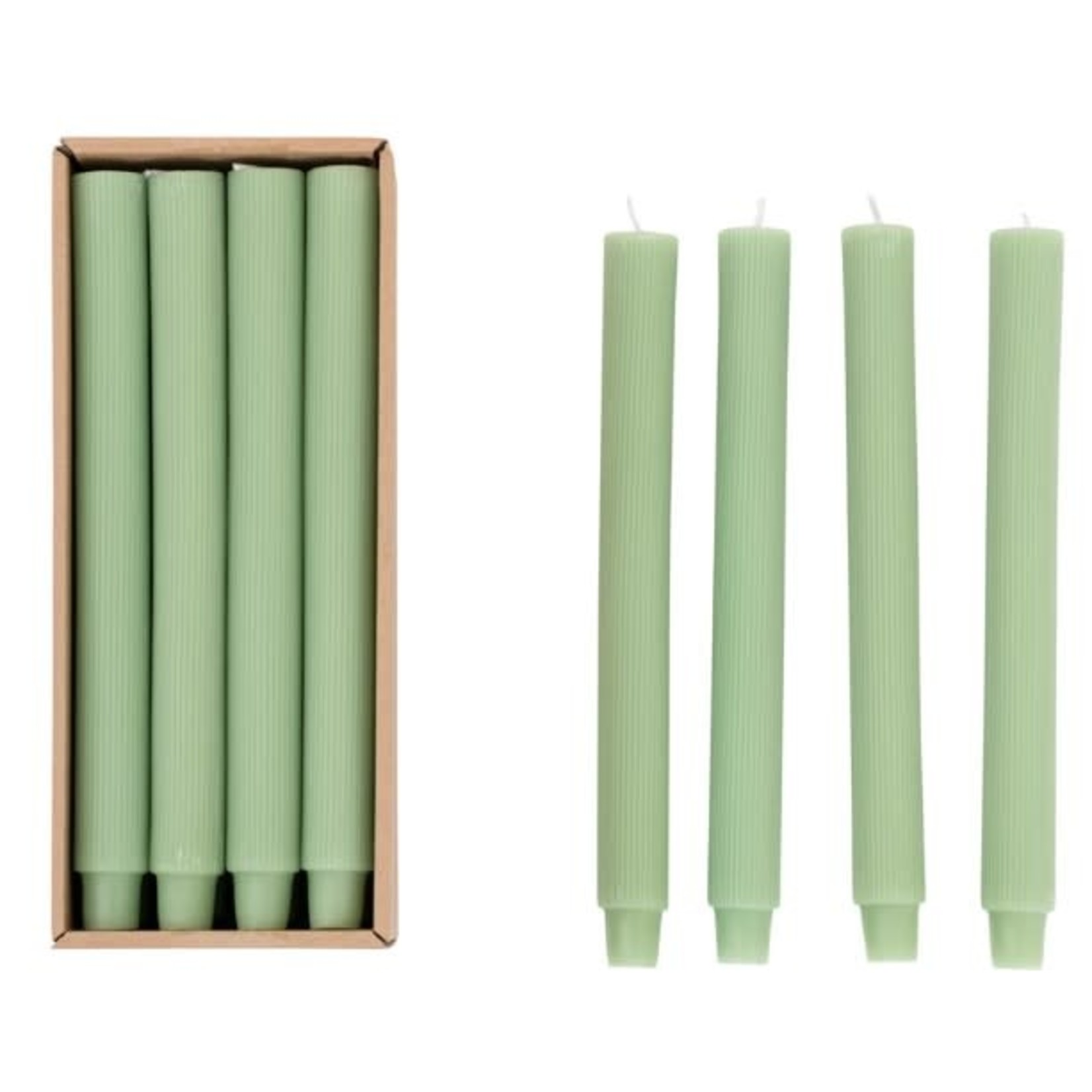 10" Pleated Taper Candle-Green