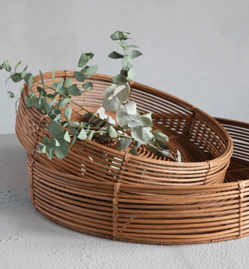 HandWoven Rattan Trays, NaturalLarge Sunday Night Dinner