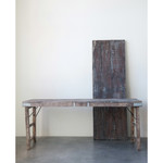 Reclaimed Wood Folding Table w/ Tin Patches-Display 22x69