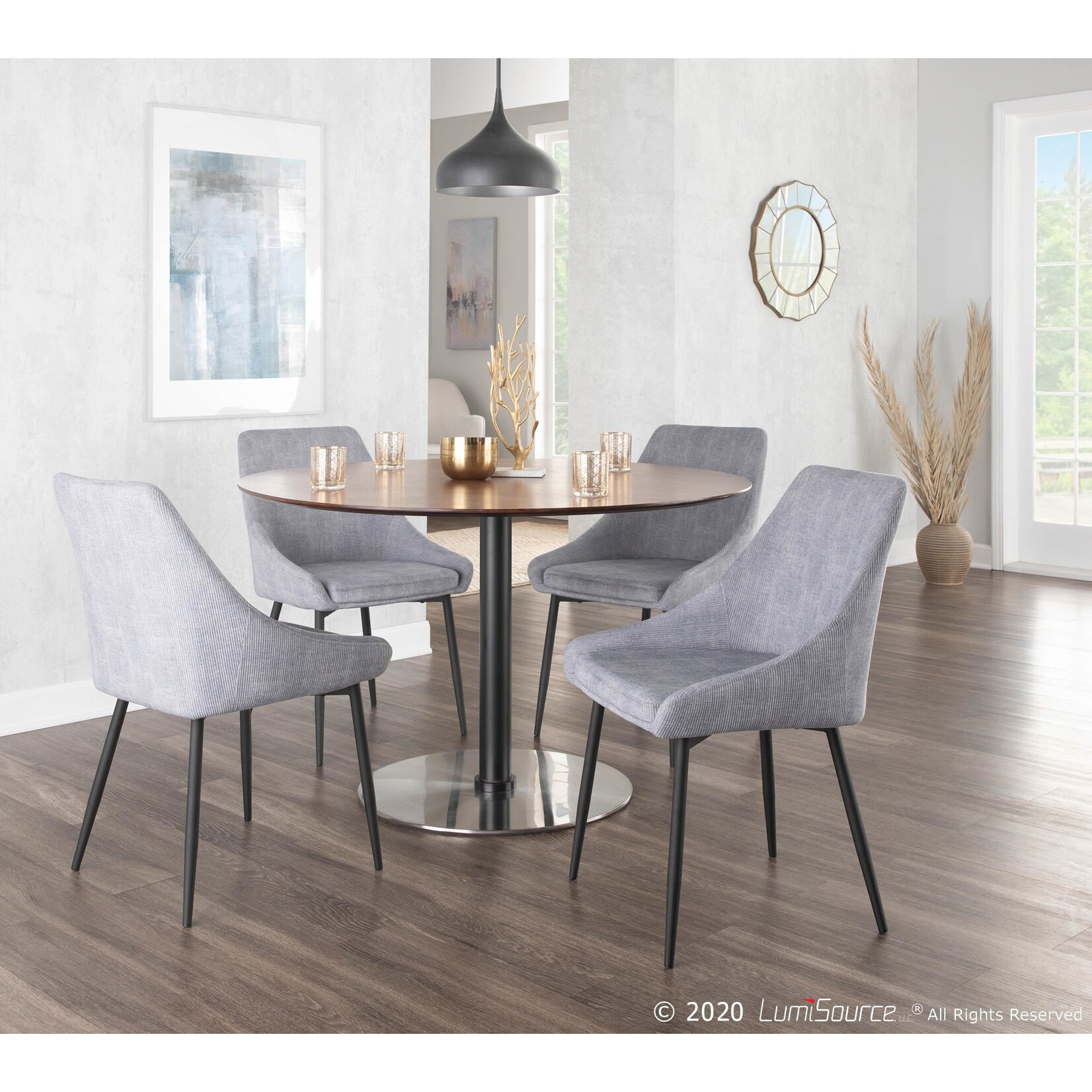 Ana Corduroy Dining Chair - Grey