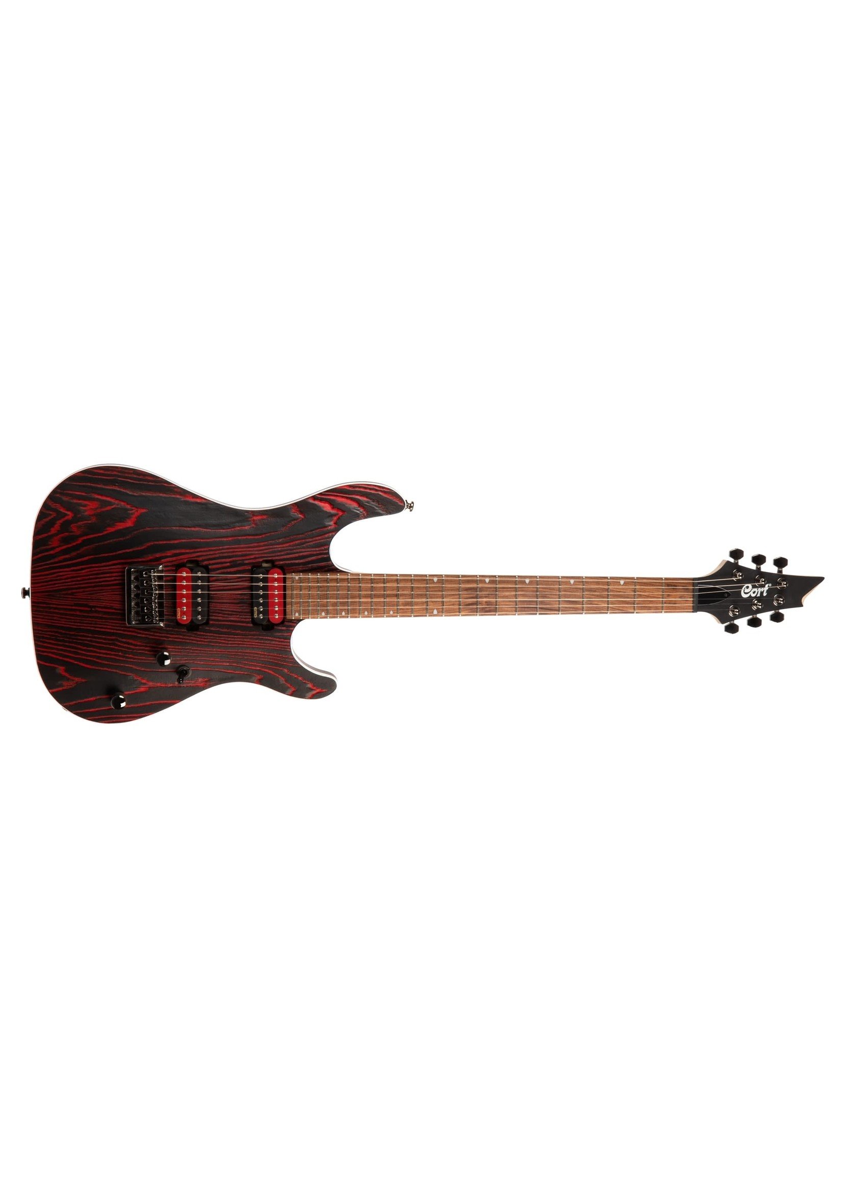 Cort Cort Guitars KX Series Etched Electric Guitar, Etched Black Red