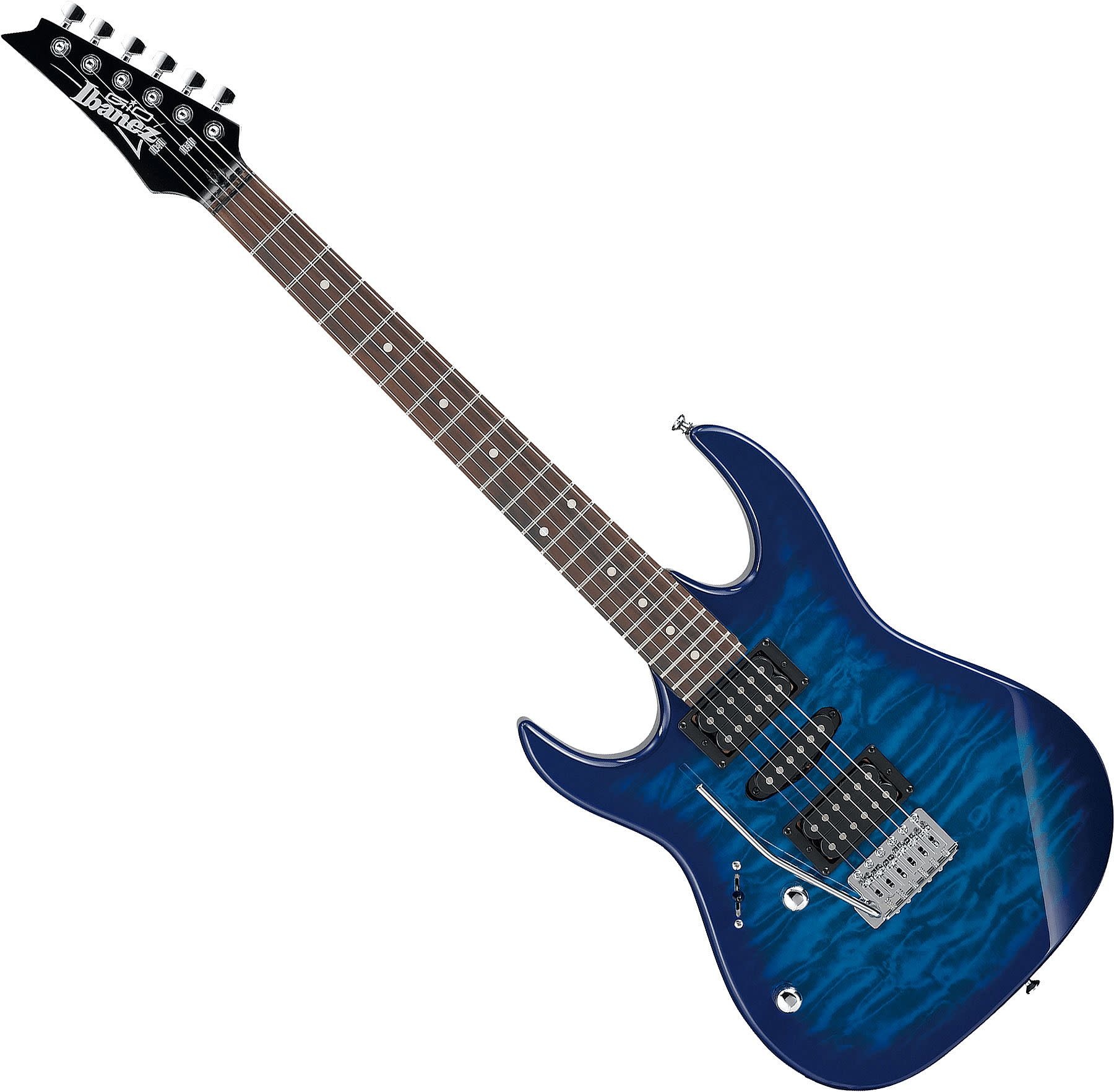 Ibanez GRX70QALTBB Gio RX Series 6-String LH Electric Guitar-Transparent  Blue Burst grx-70-qal-tbb