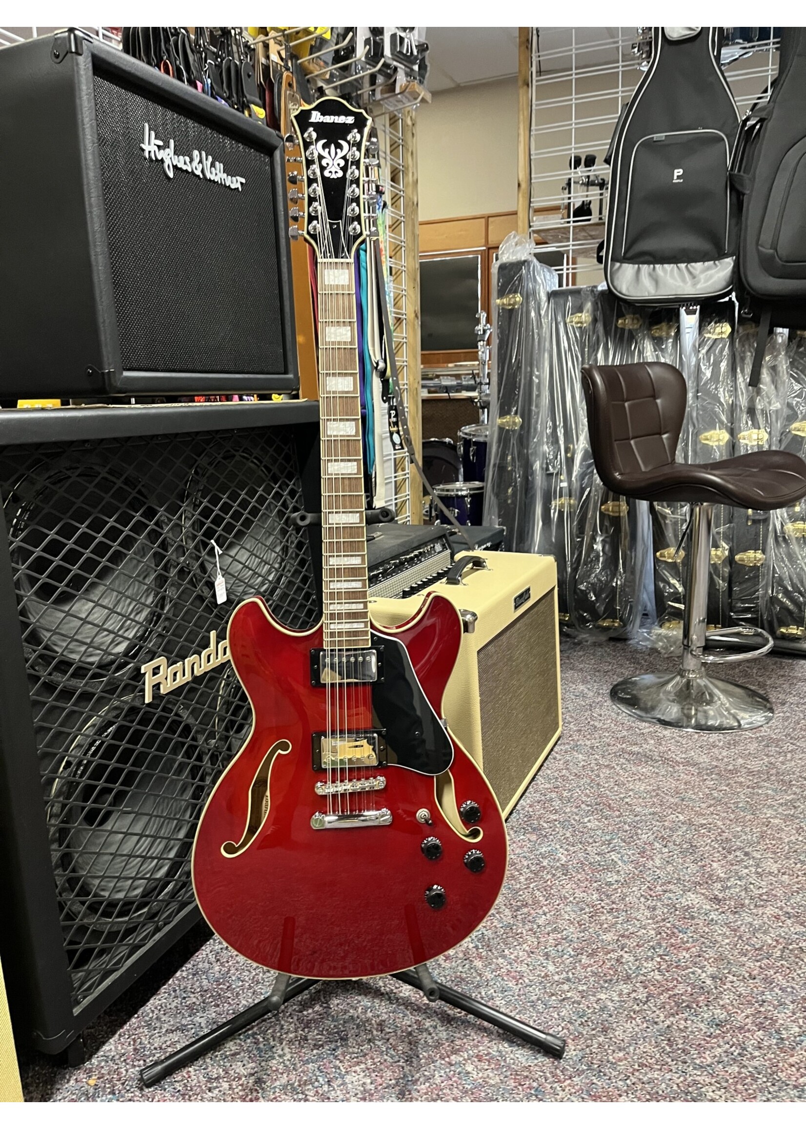 IBANEZ USED TRADE IN Ibanez AS7312TCD Artcore Series 12-String RH Semi-Hollow Electric Guitar-Transparent Cherry Red as-7312-tcd