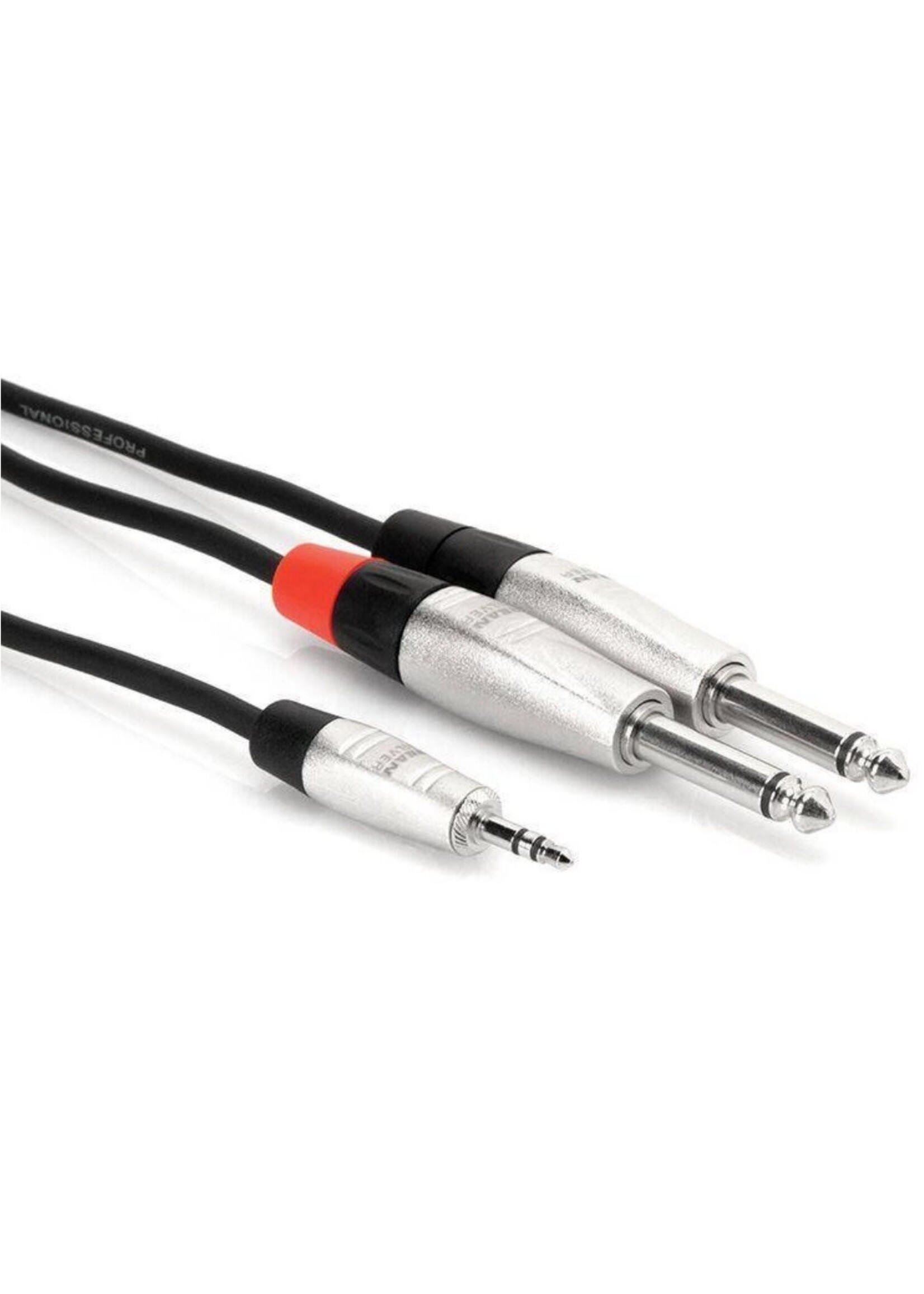 Hosa Pro Stereo Breakout Cable, 3.5mm TRS to Dual 1/4 inch TS, 3 Foot Model: # HMP-003Y