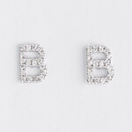 LXR Jewelry Earrings 14KW DIA .10CT Initial B
