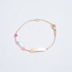 LXR Jewelry 18K Solid Yellow Gold Flat and Puffy Hearts ID Bracelet 5.50 inches