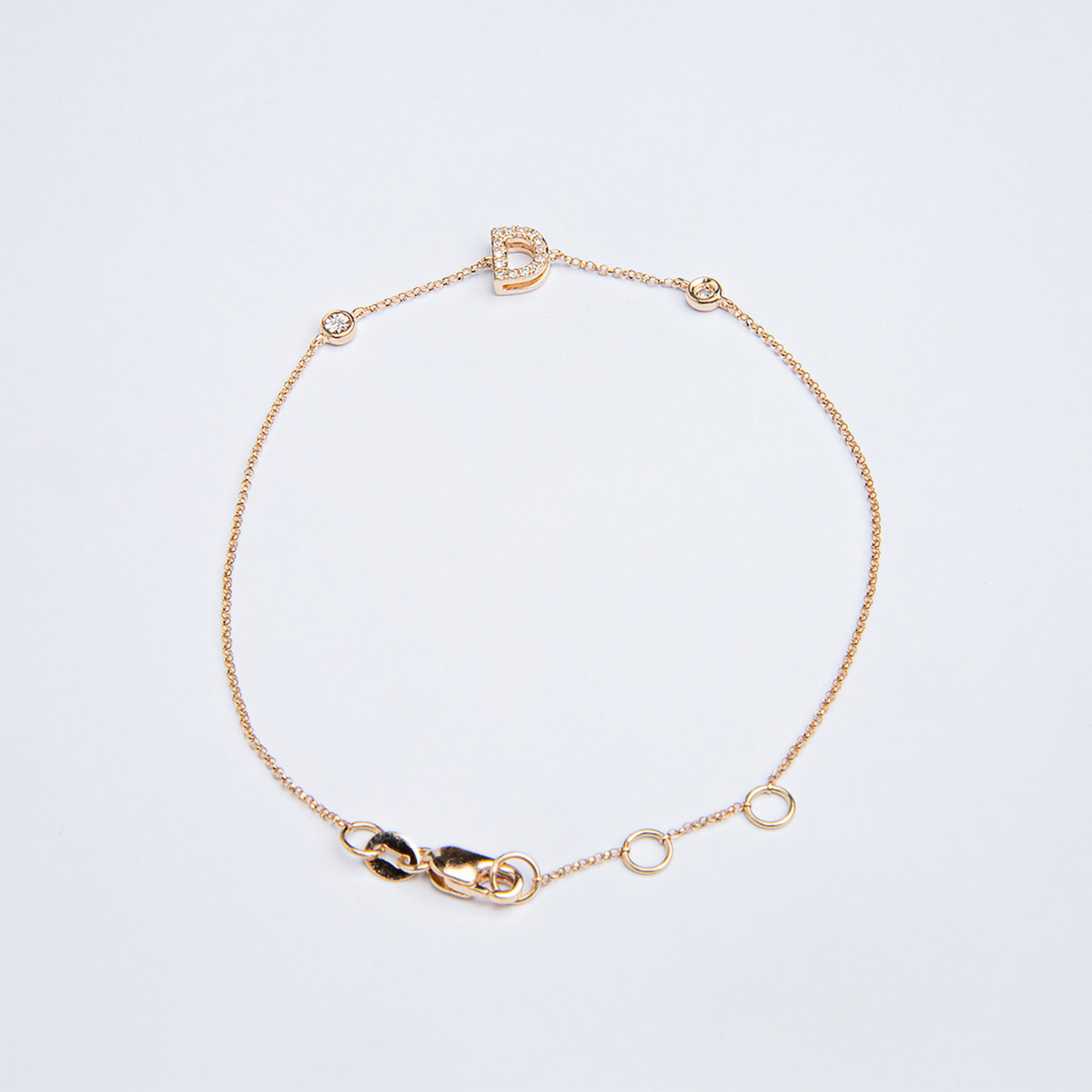 LXR Jewelry Bracelet 14K Yellow Gold Initial D Diamonds