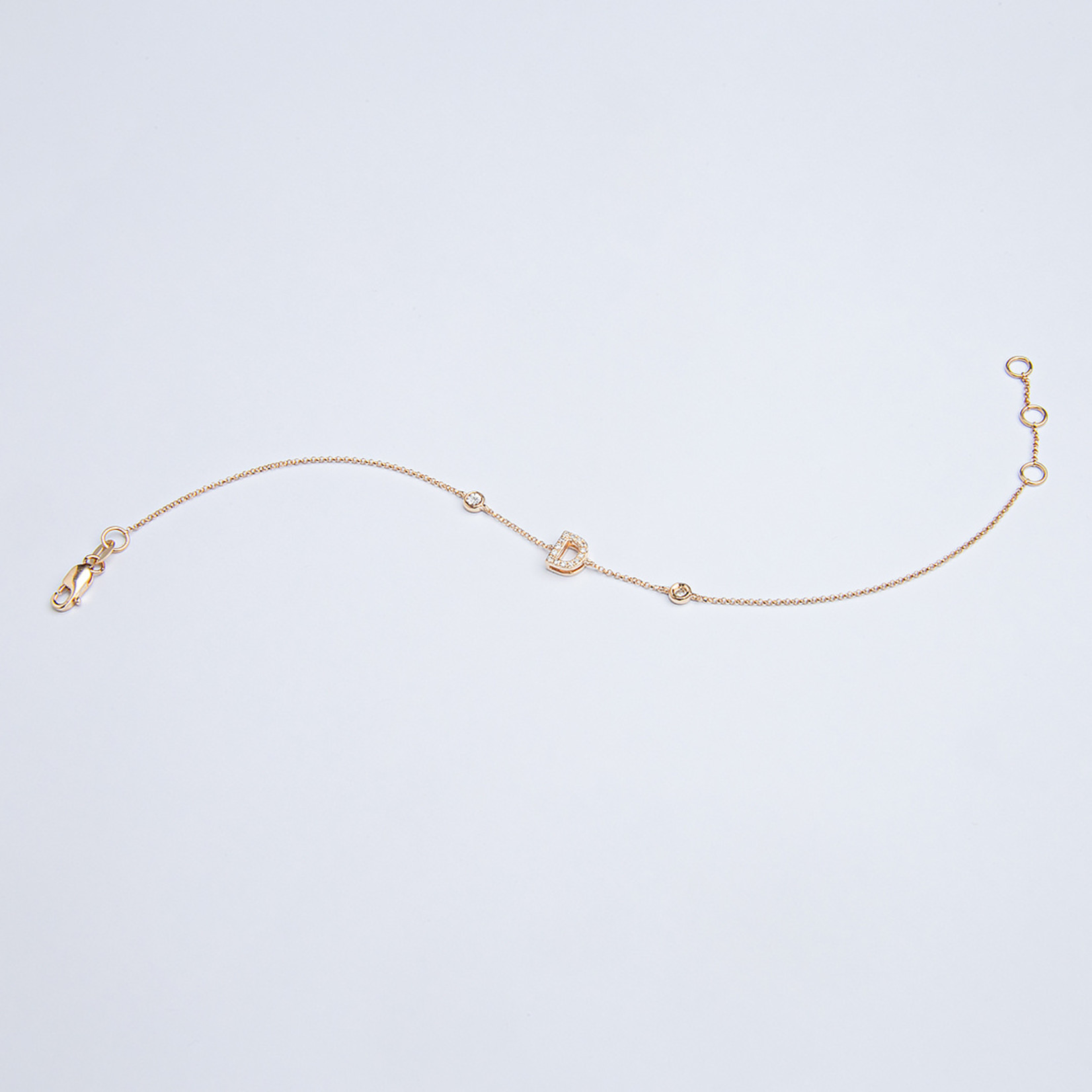 LXR Jewelry Bracelet 14K Yellow Gold Initial D Diamonds