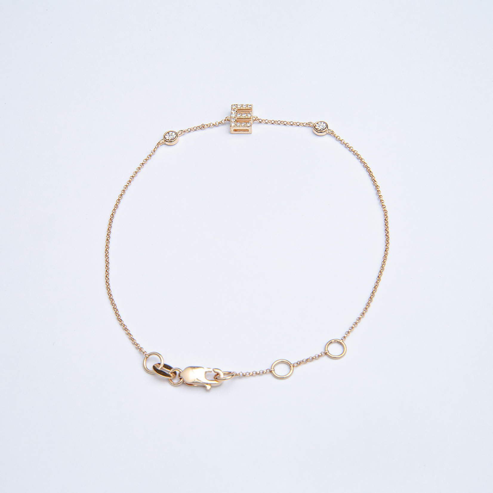 LXR Jewelry Bracelet 14K Yellow Gold Initial E Diamonds