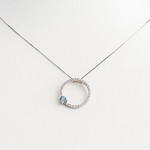 LXR Jewelry 14K White Gold Diamond and Aquamarine Pendant
