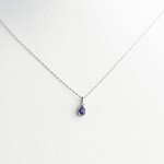 LXR Jewelry 14K White Gold Diamond and Sapphire Pendant