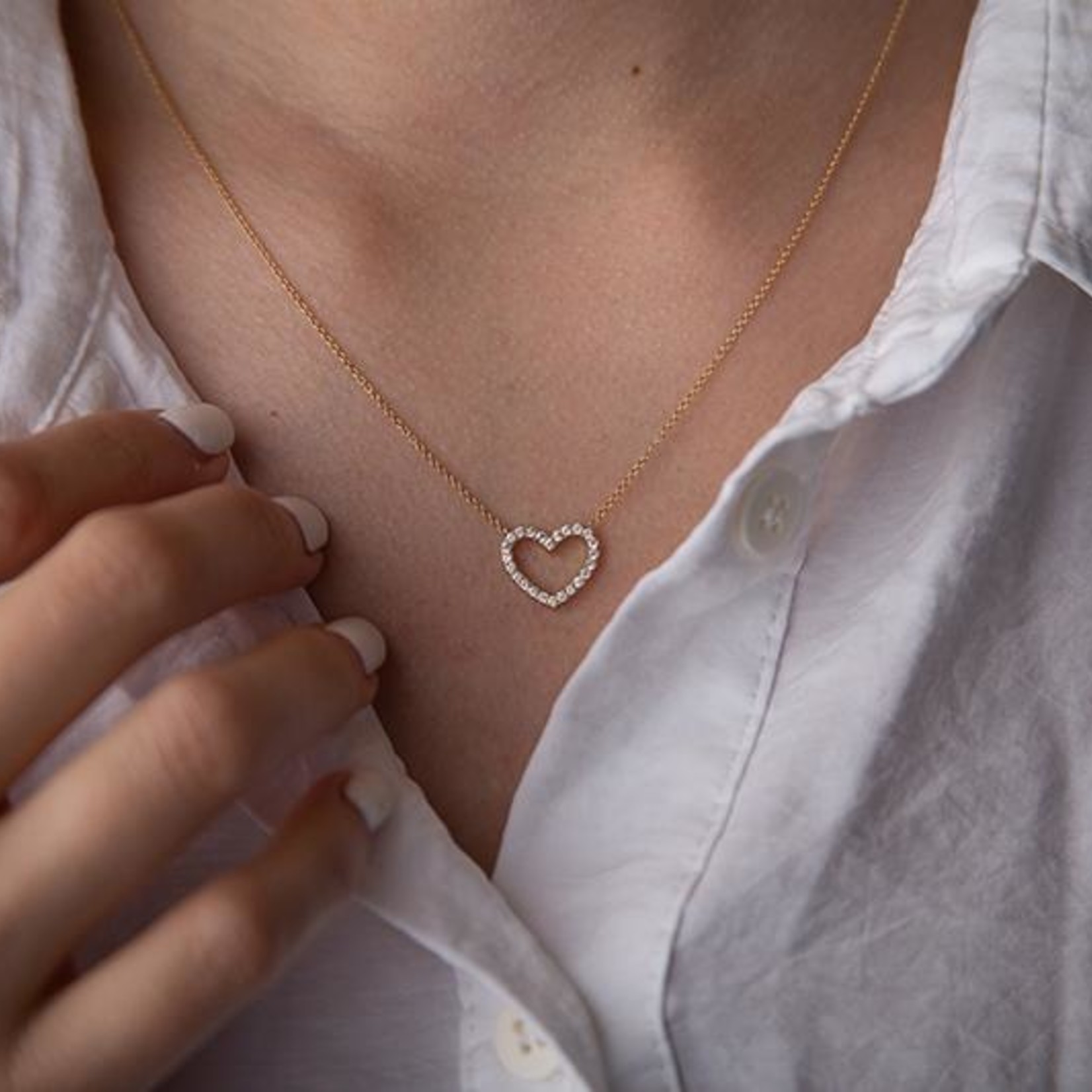 LXR Jewelry Pendant 14KY HEART DIA .34CT