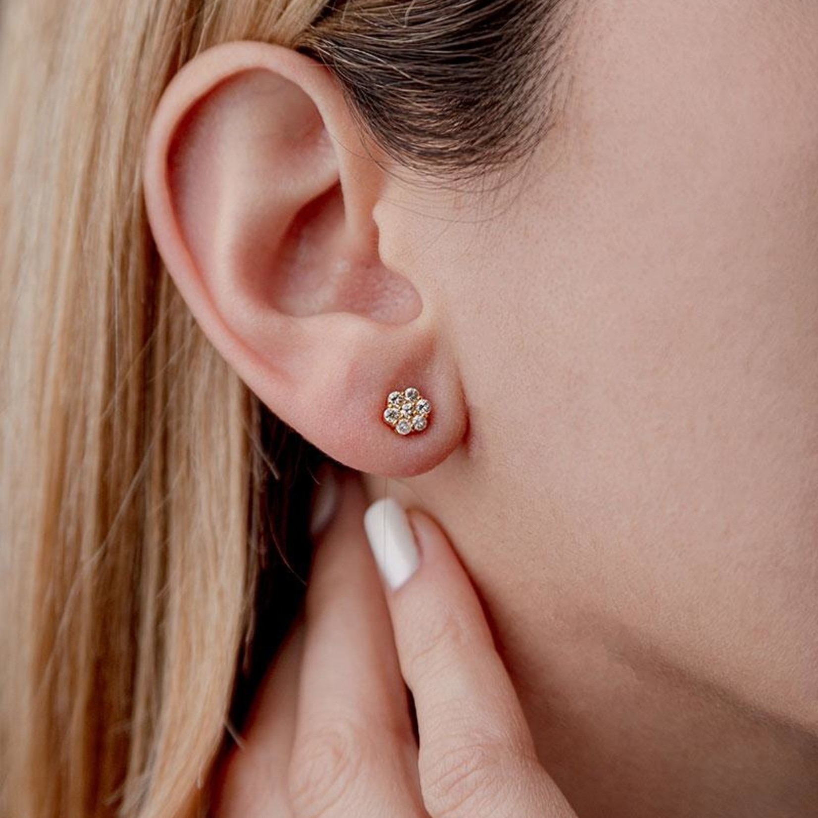 LXR Jewelry Earrings 14K Yellow Gold Diamond