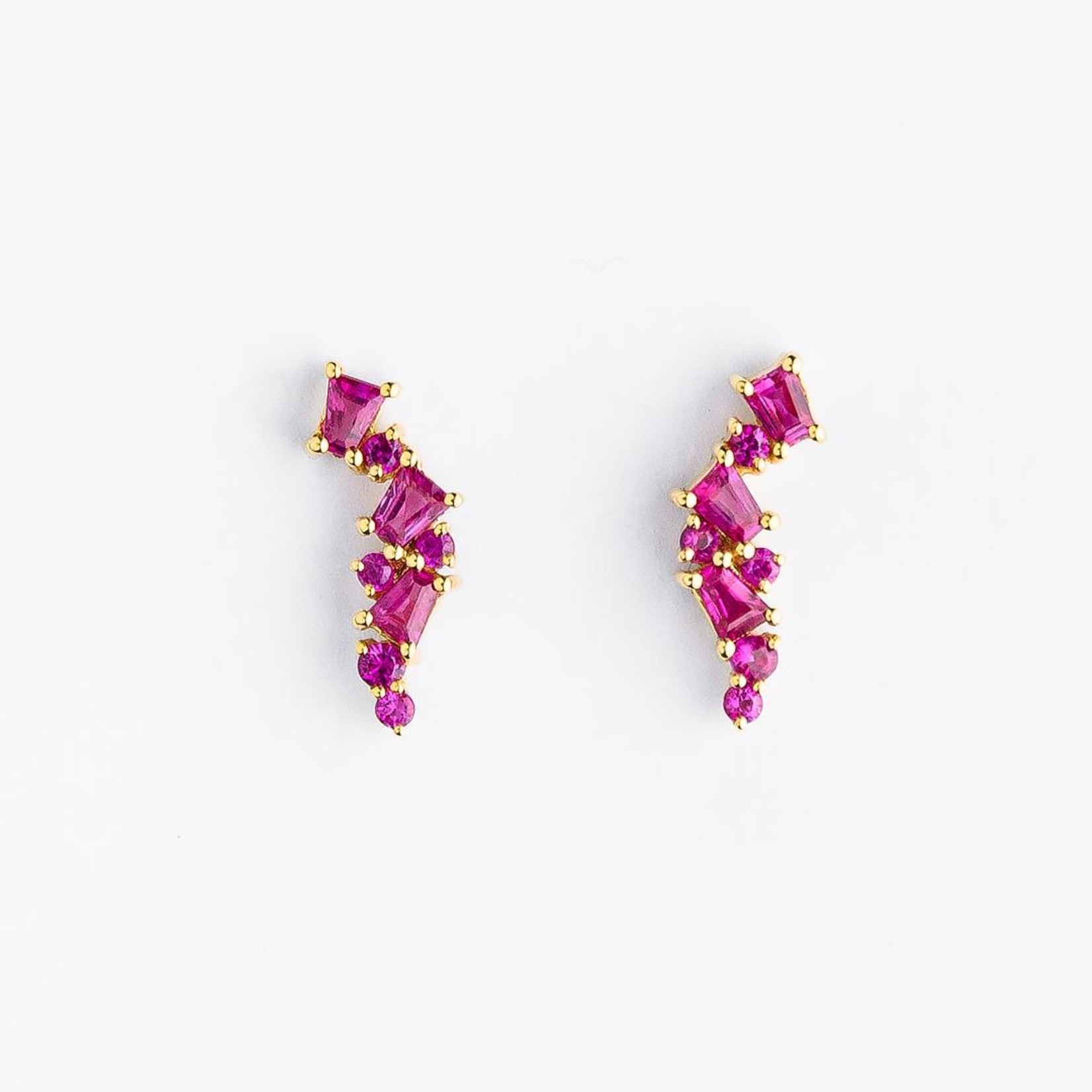 LXR Jewelry Studs Earrings 18K Ruby + Diamond