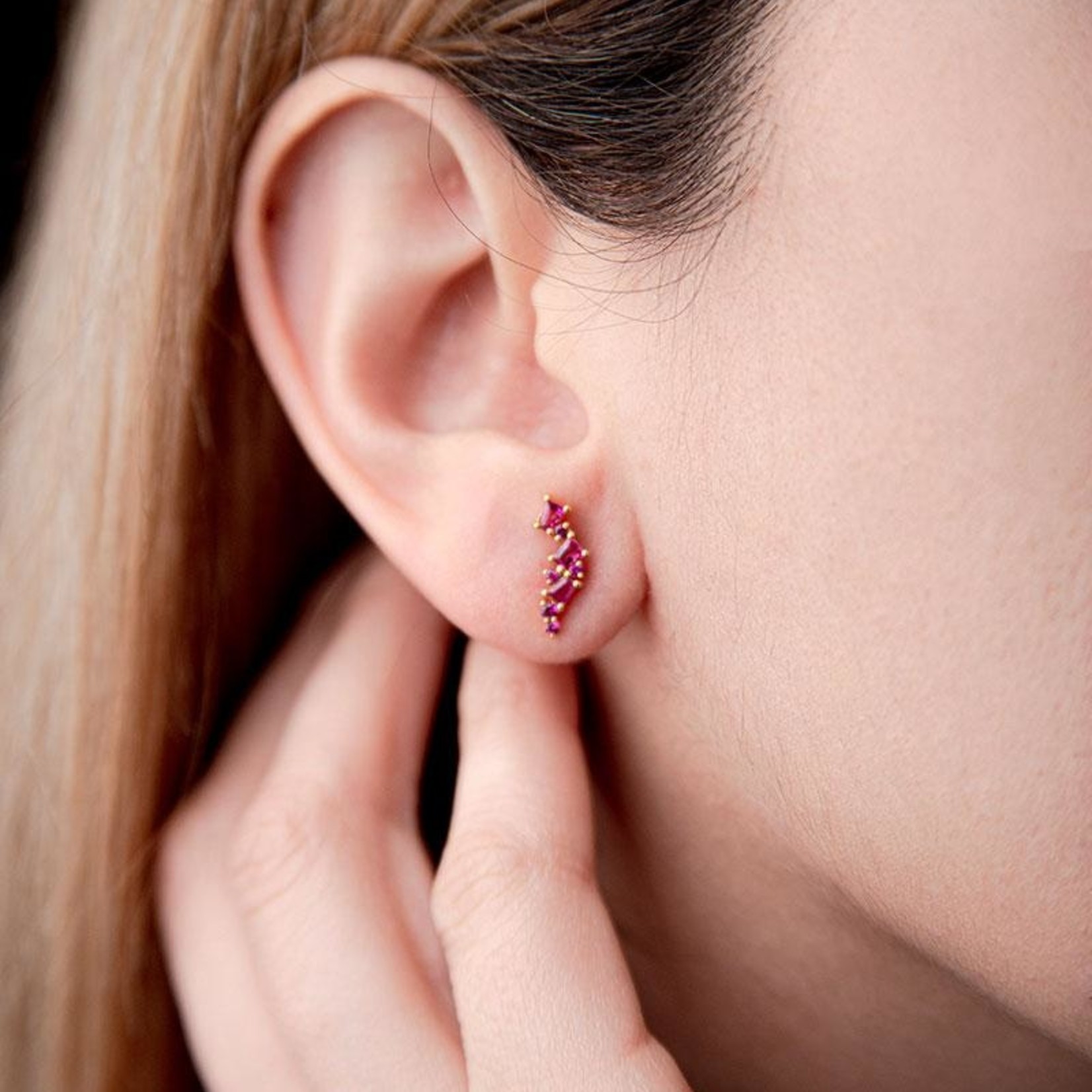 LXR Jewelry Studs Earrings 18K Ruby