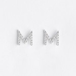 LXR Jewelry Earrings 14KW DIA .10CT Initial M