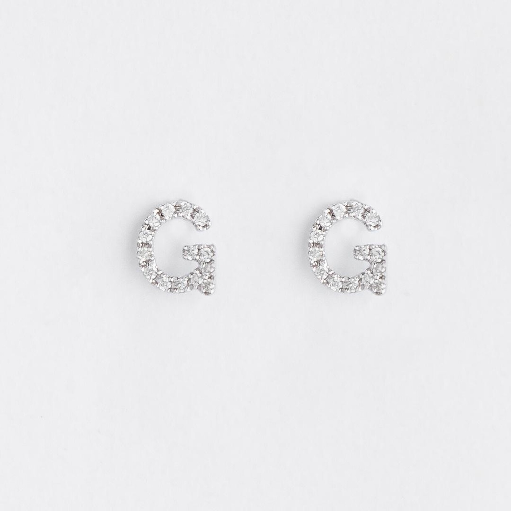 LXR Jewelry Earrings 14KW DIA .10CT Initial G