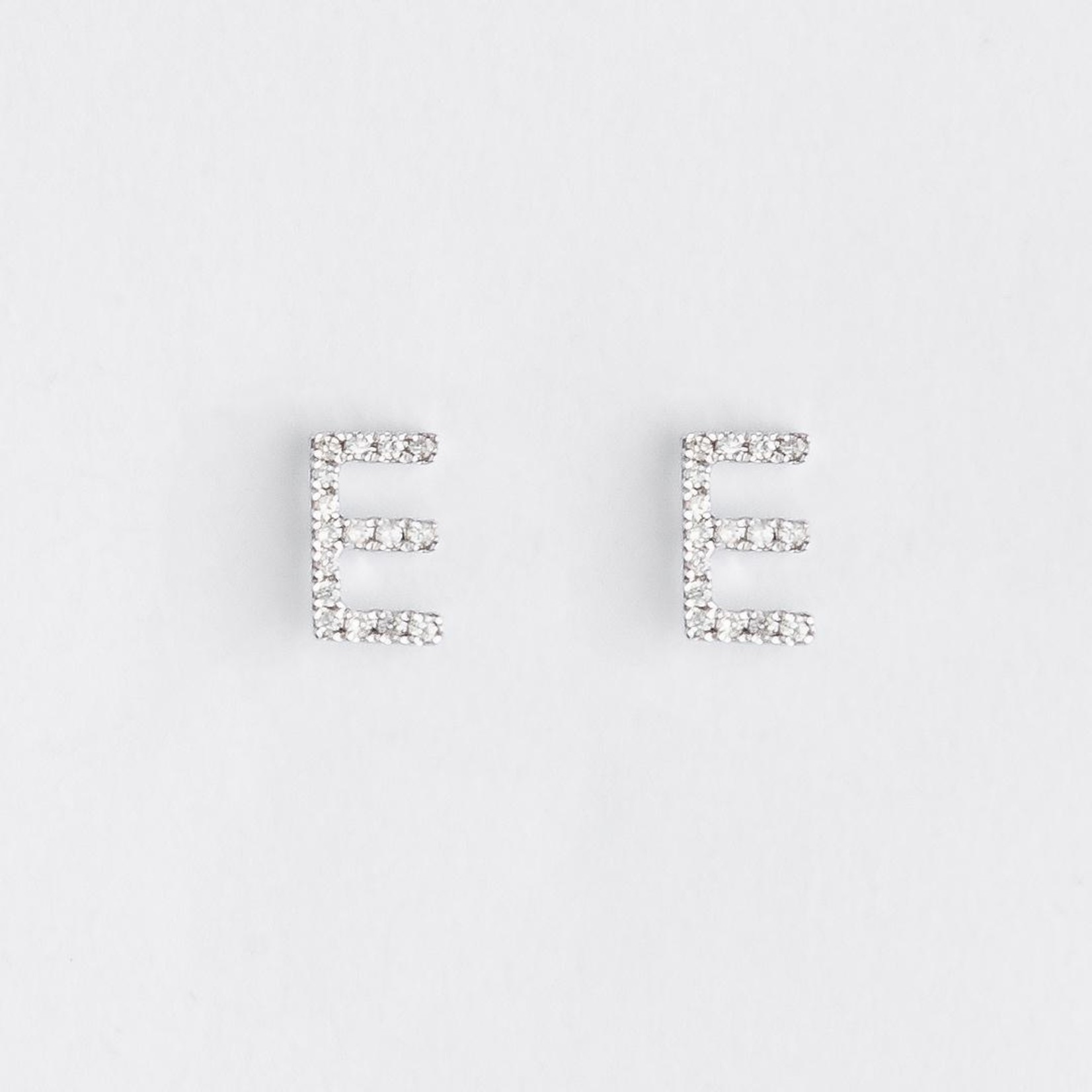 LXR Jewelry Earrings 14KW DIA .10CT Initial E