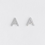 LXR Jewelry Earrings 14KW DIA .10CT Initial A