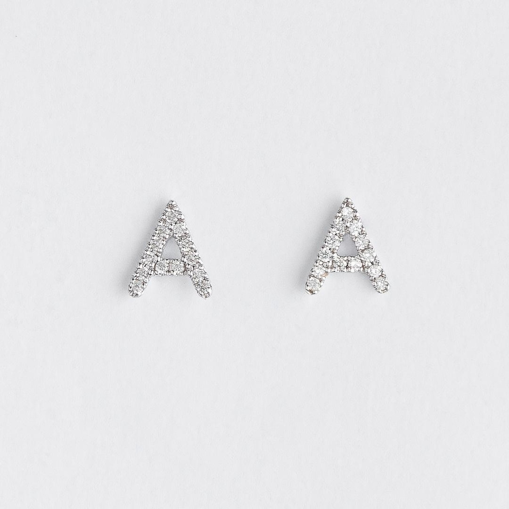 LXR Jewelry Earrings 14KW DIA .10CT Initial A