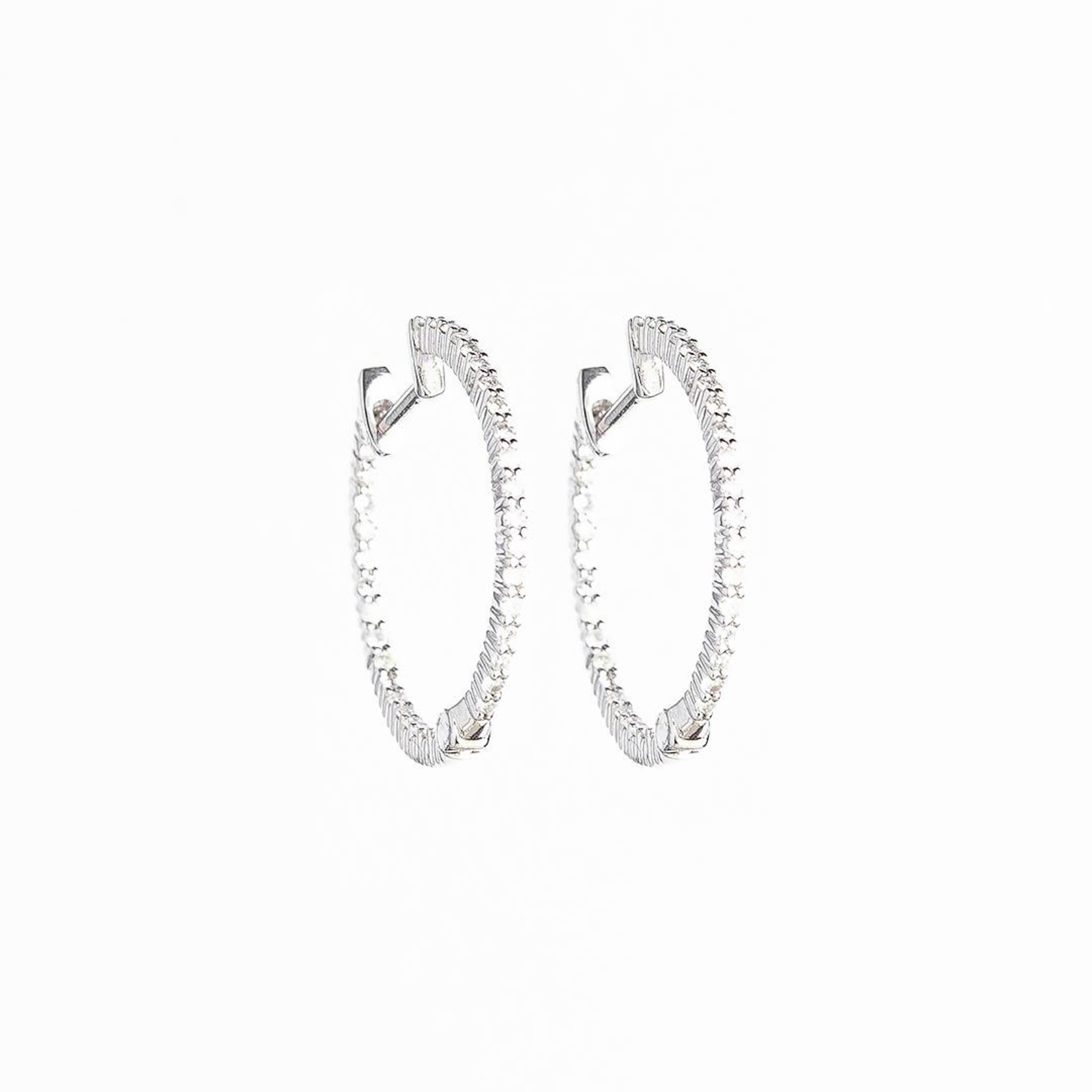 LXR Jewelry Earrings 14K DIA 0.75CT White Gold Hoop