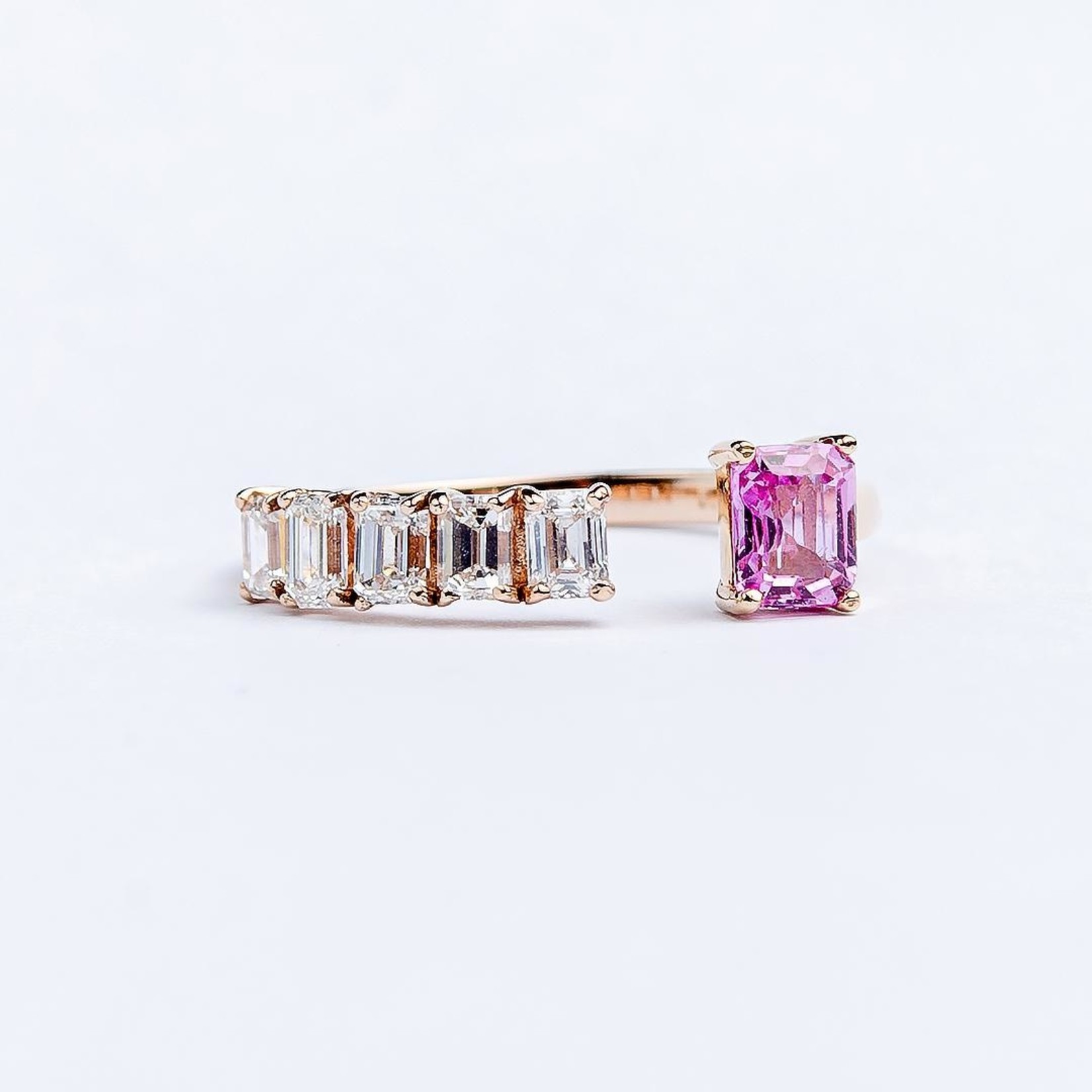 LXR Jewelry Ring 18KW Sapphire .51CT DIA .68CT  wt 2.22gr