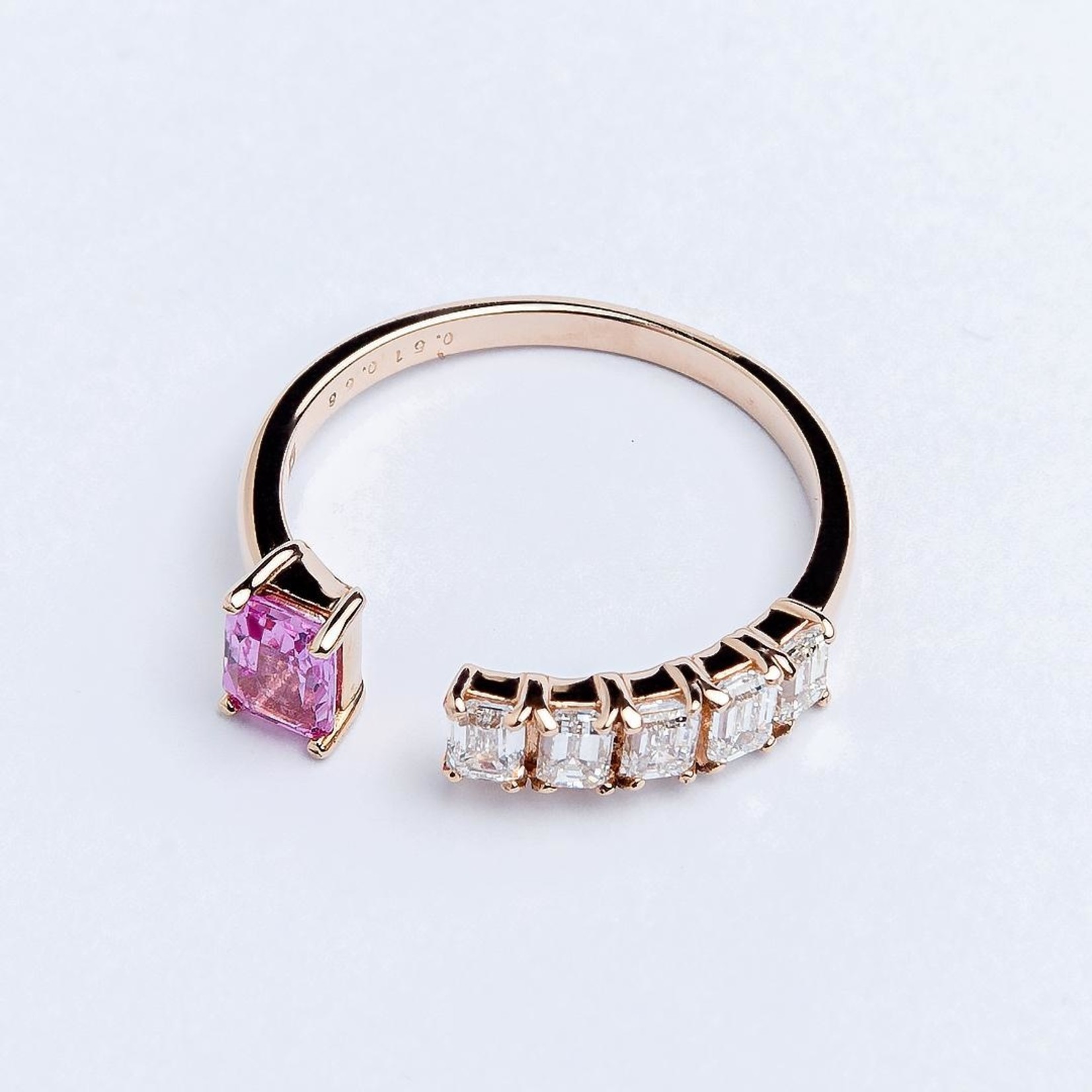 LXR Jewelry Ring 18KW Sapphire .51CT DIA .68CT  wt 2.22gr