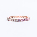 LXR Jewelry Ring 14K Pink Sapphire & Diamond Half Half Rose Gold