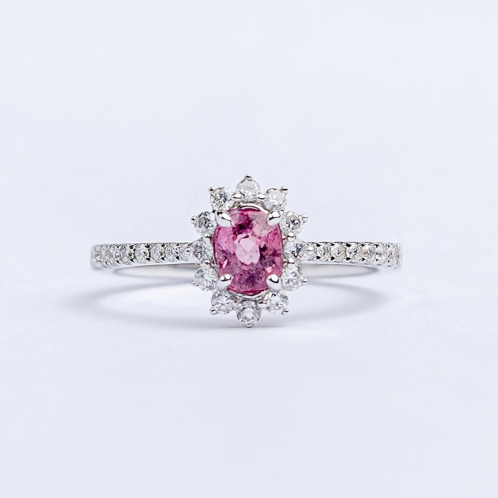 LXR Jewelry Ring 14KW DIA .48CT Spinel .58CT