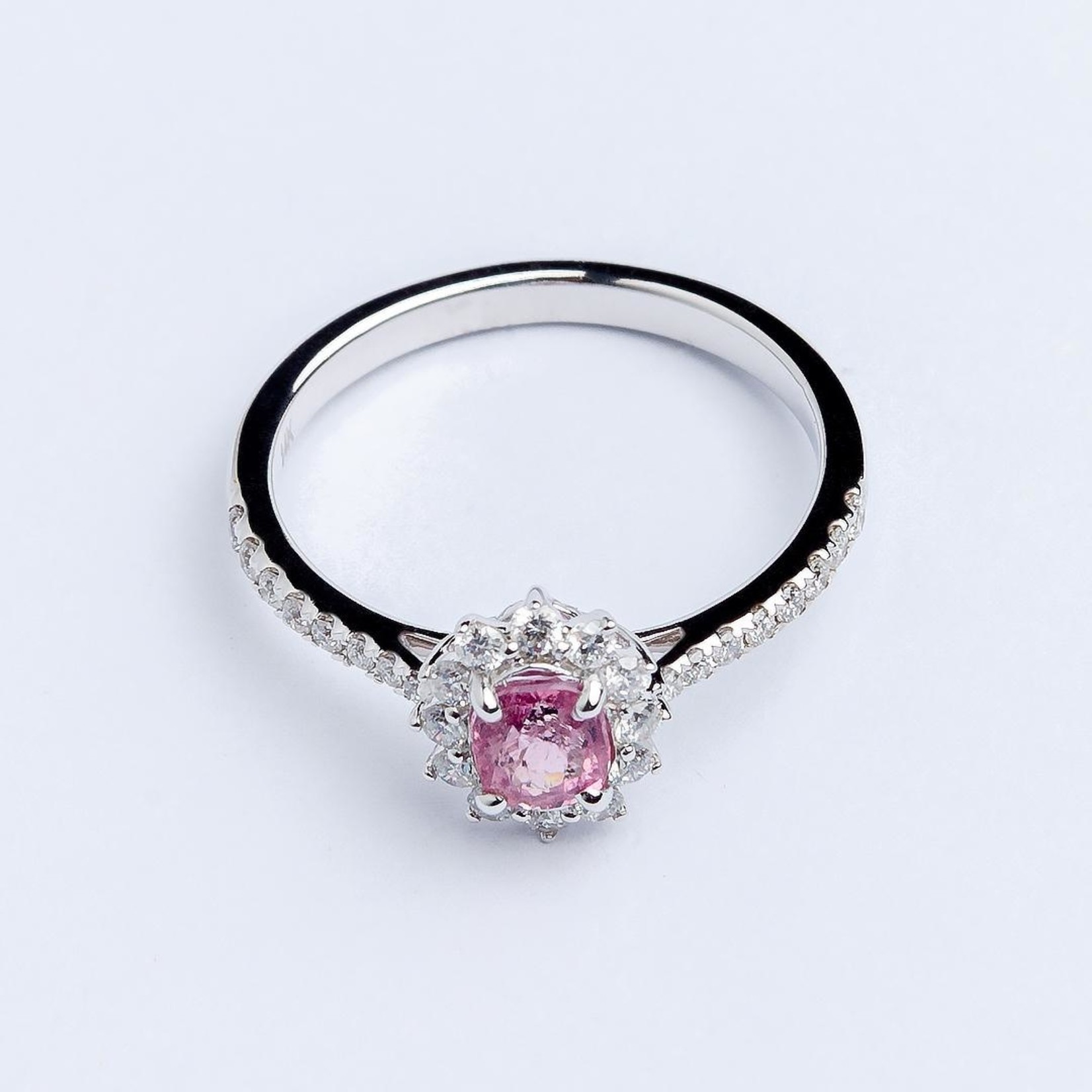 LXR Jewelry Ring 14KW DIA .48CT Spinel .58CT