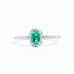 LXR Jewelry Ring 14KW DIA .40CT Emerald .80CT