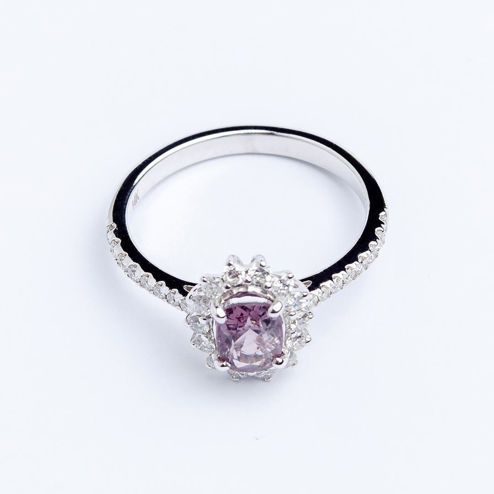 LXR Jewelry Ring 14KW DIA .55CT Spinel .87CT