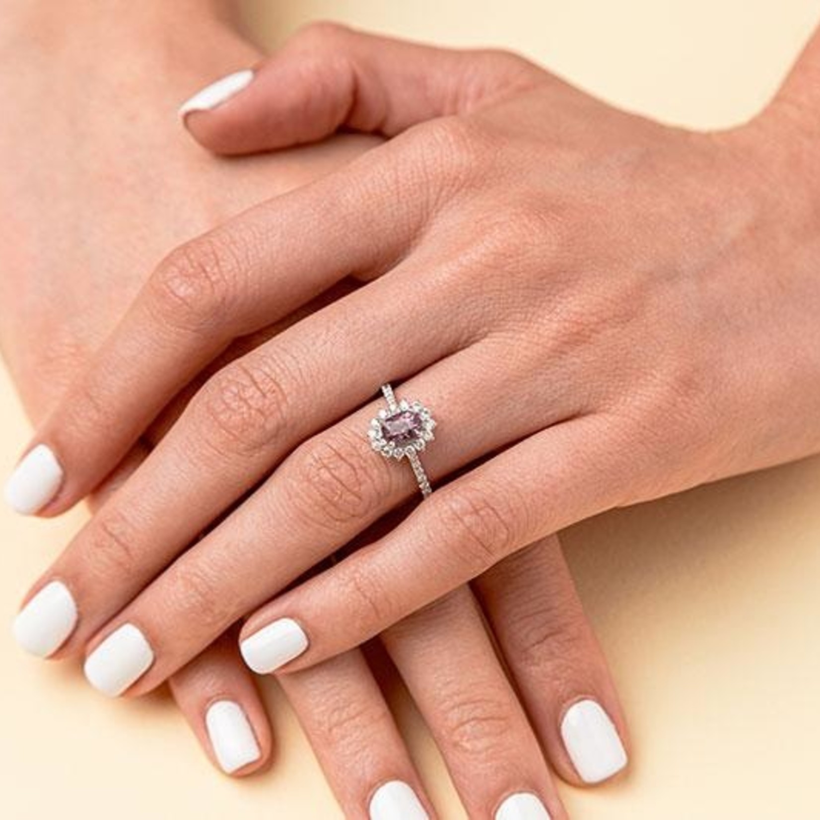 LXR Jewelry Ring 14KW DIA .55CT Spinel .87CT