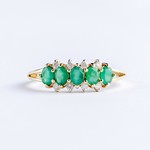 LXR Jewelry Ring 14K DIA 0.05CT Emerald Yellow Gold