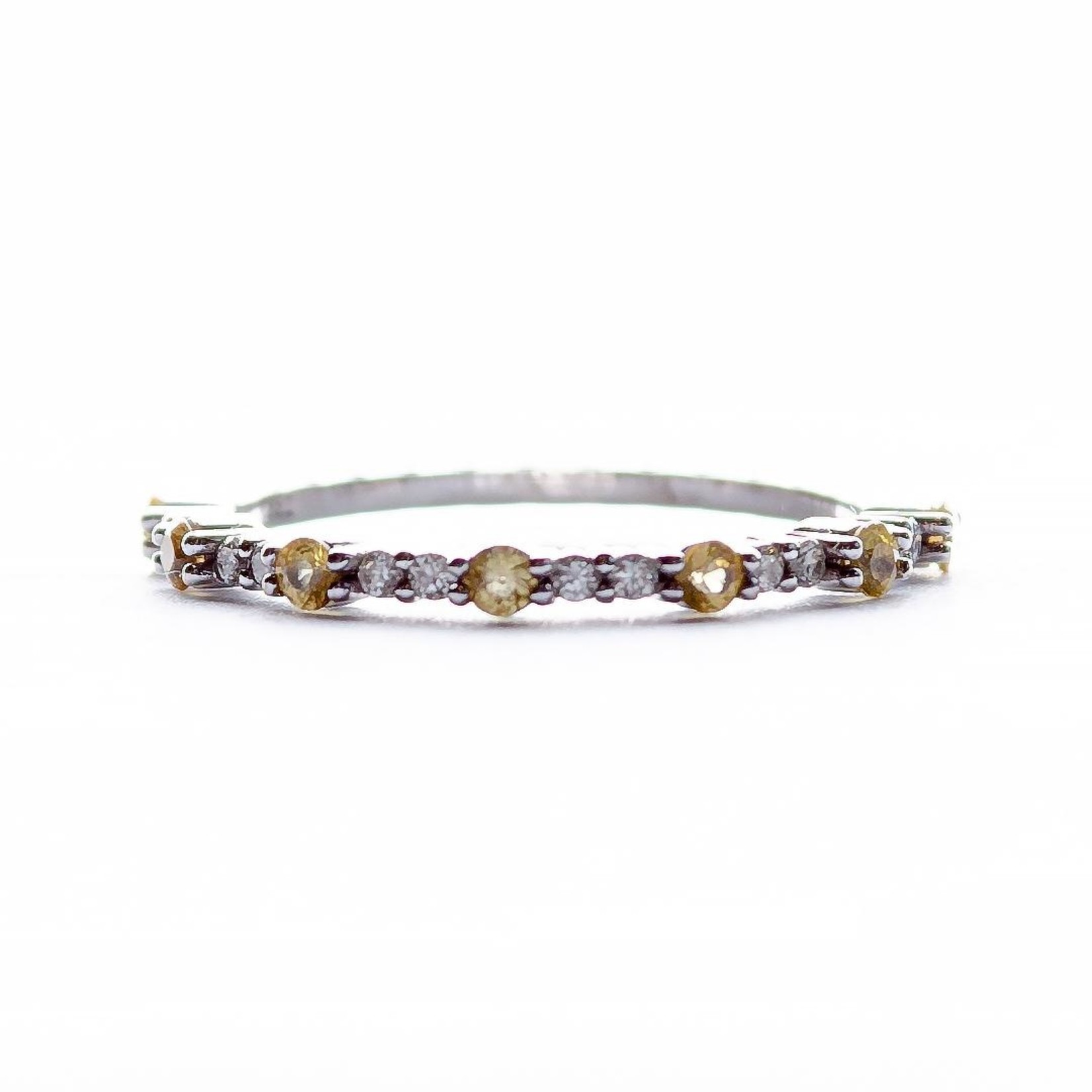 LXR Jewelry Ring Band 18K Yellow Sapphire DIA 0.18CT