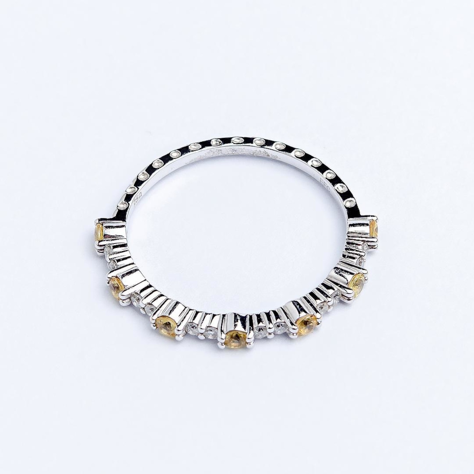 LXR Jewelry Ring Band 18K Yellow Sapphire DIA 0.18CT