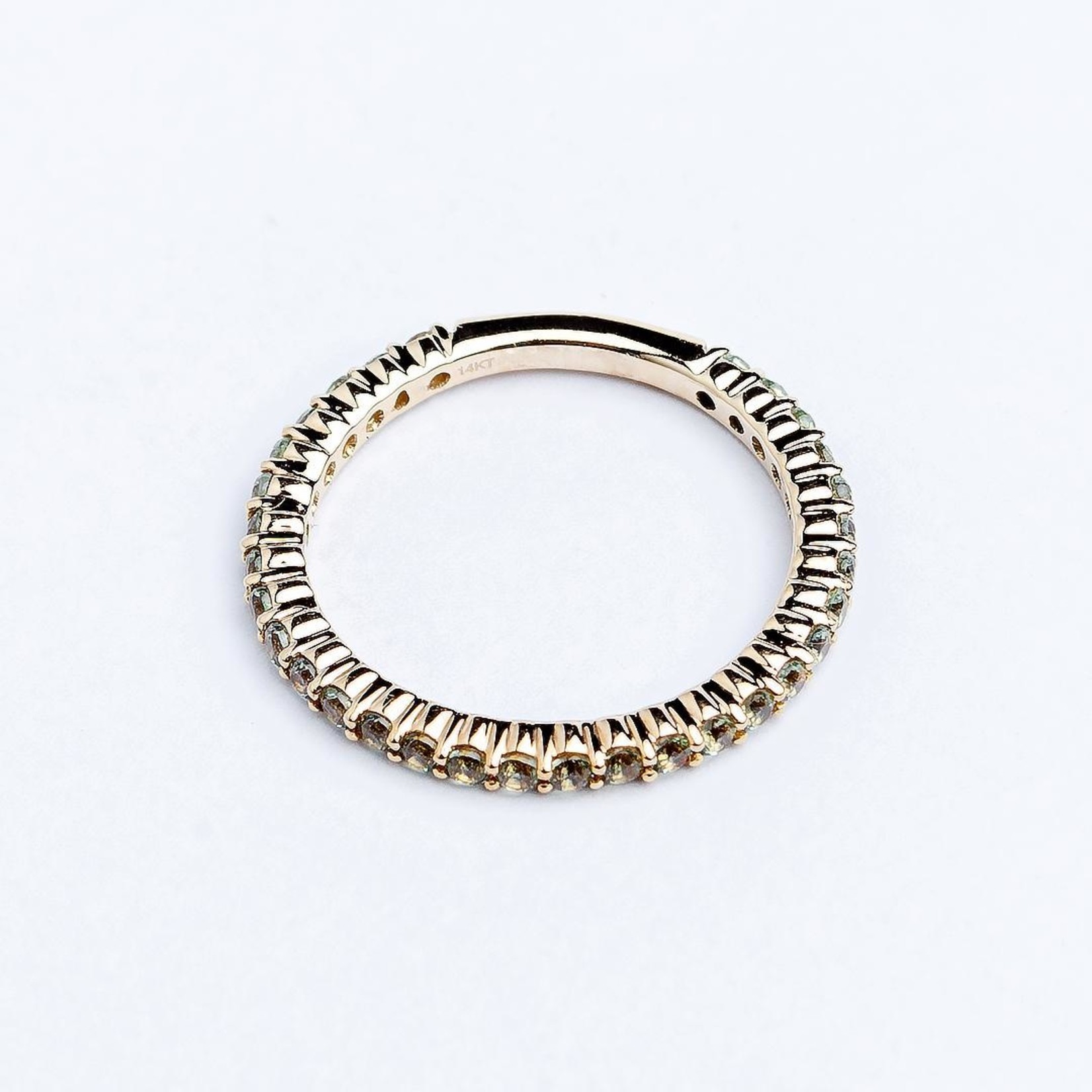 LXR Jewelry Ring Band 14K Yellow Gold  Green Sapphire